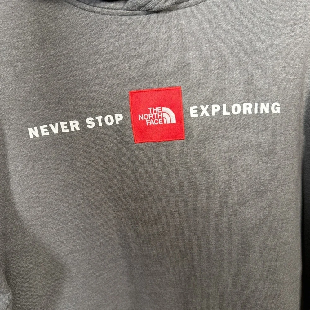 The North Face‎ Mens Hoodie Gray Never Stop Exploring Graphic Pullover Size L